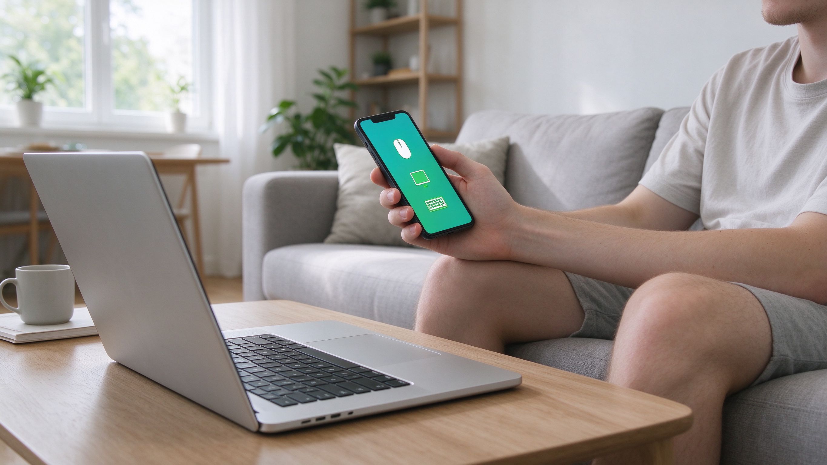 Using a phone as a wireless mouse and keyboard for a laptop